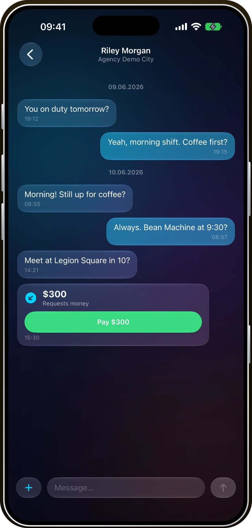 Agency Companion messages on iPhone